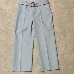 crosby. Light Blue Cropped Tailored Trousers with Belt
